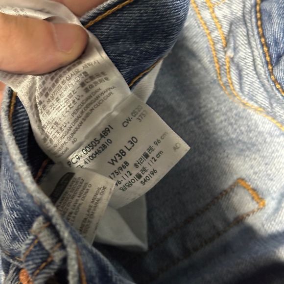 Levi's 505 Mens W38 L30 Regular Fit Straight Leg Blue Denim Jeans - Picture 3 of 5